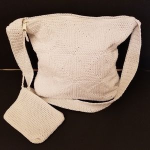 Carlo D'Santi white knit purse with coin purse